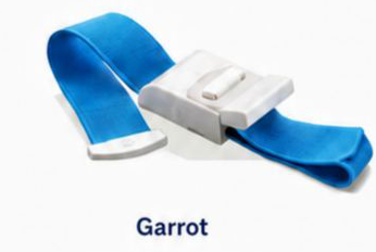 Garrot de prélèvement sanguin élastique à clip - Bleu