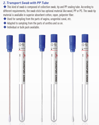 Écouvillon de transport stérile avec tube PP (Sec) - Bleu-boite de 100
