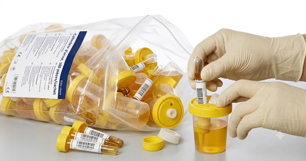 C-Collecteur d'urine sécurisé avec système de transfert sous vide - Sachet de 100